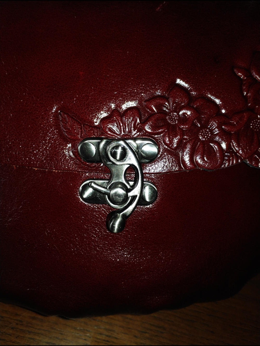 Patricia Nash Floral Embossed Crossbody Bag - Burgundy - Picture 2 of 8